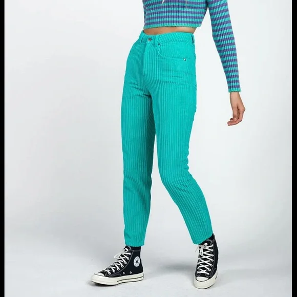 THE RAGGED PRIEST Teal Mom Cords - Picture 2 of 6
